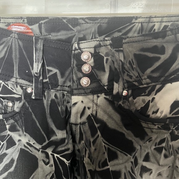 Dynamit Made in Italy Abstract Print Skinny Jeans Rhinestone Buttons Size 25 NWT - Picture 2 of 13
